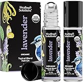 Healing Solutions Lavender Essential Oil Roll-On (2-Pack) - USDA Organic Calming Essential Oil Roller for Sleep & Skin