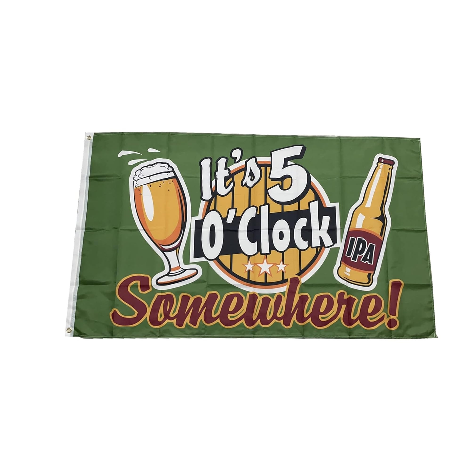 Beer It's 5 O'clock Somewhere IPA Flags Banners - Durable 100% Polyester Fabric Brass Grommets&Headband,3x5ft Outdoor Indoor Flying for Festival,Business,Party,School,Decoration and Patriotic Display