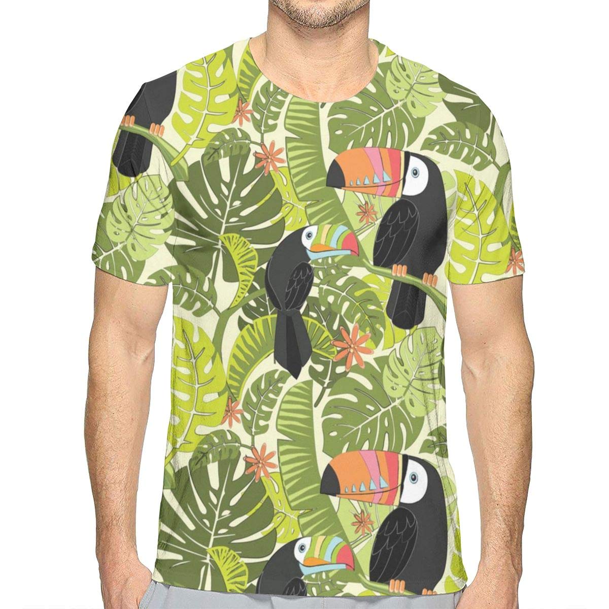 Unisex 3D Printed Rainforest Animals Tropical Toucan Bird Casual Short Sleeve T-Shirts Tees