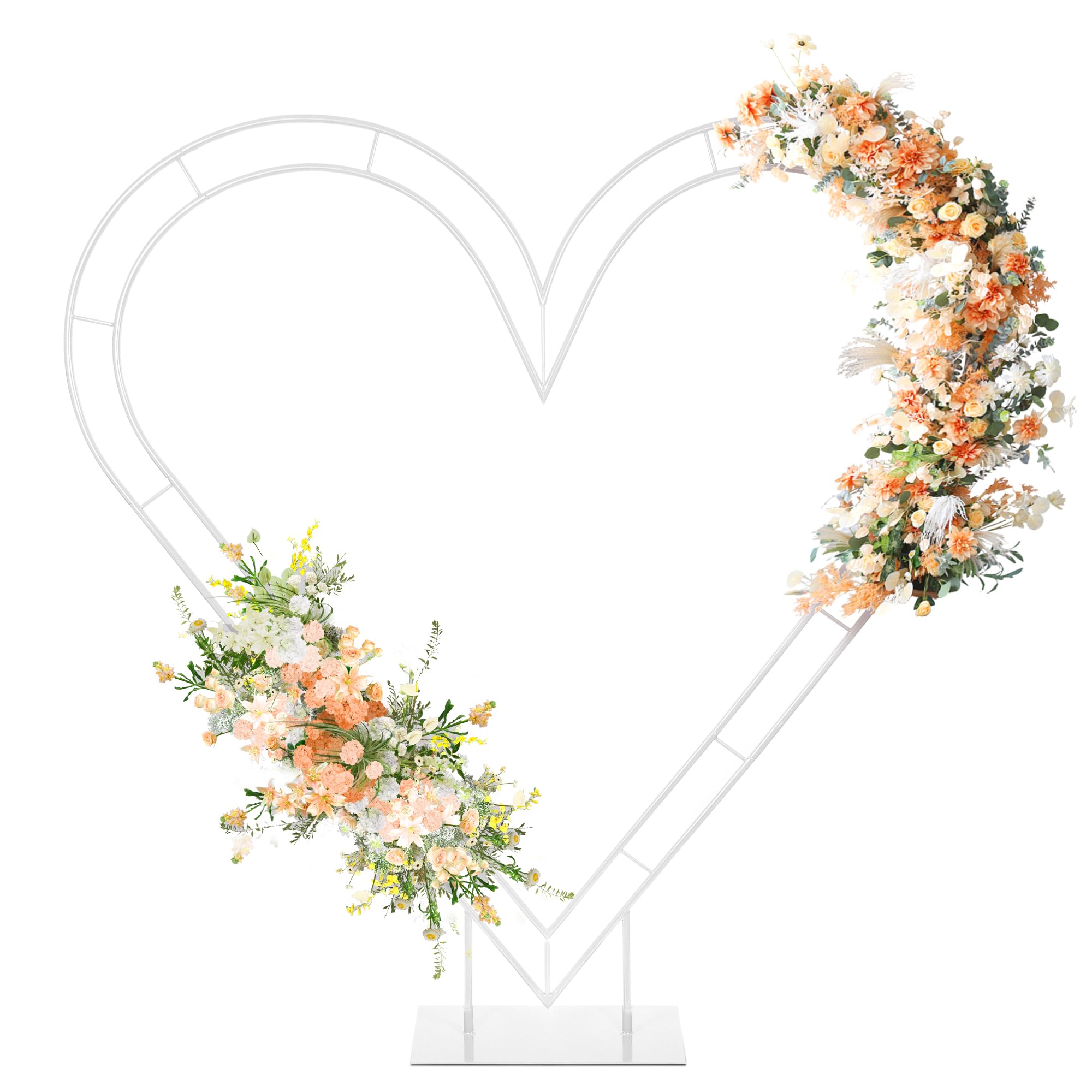 Photo 1 of ZpigToor 7FT Heart Arch Stand Double Heart Shaped Balloon Stand Wedding Arch for Proposal Ceremony Valentine's Day Birthday Party Baby Shower Decoration (White)