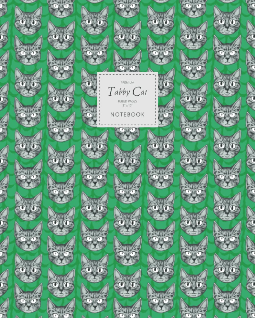 Tabby Cat Notebook - Ruled Pages - 8x10 - Large: (Electric Green Edition) Fun Notebook 192 ruled/lined pages (8x10 inches / 20.3x25.4 cm / Large Jotter)