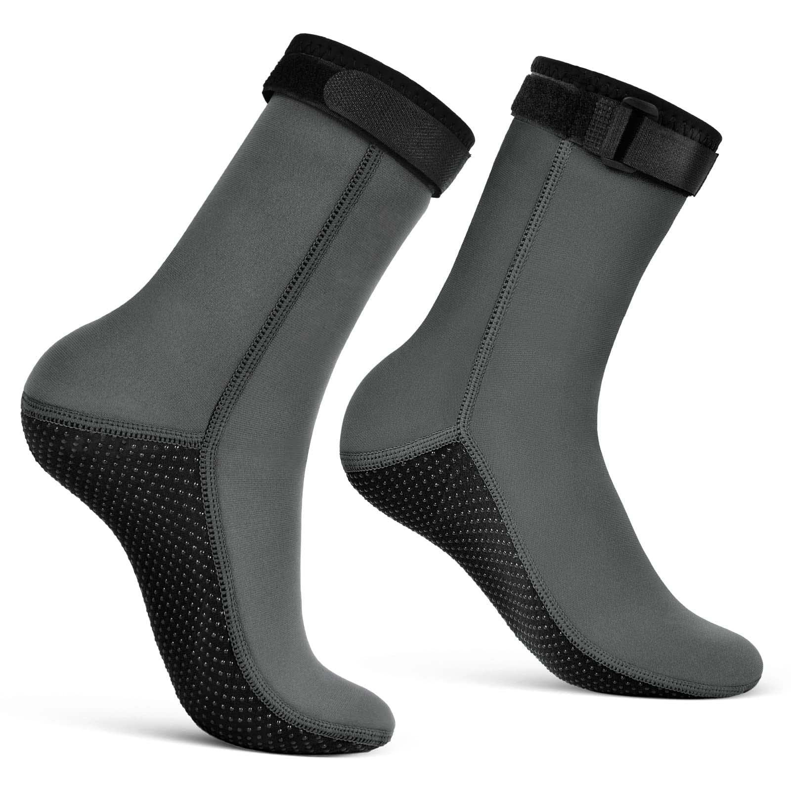 flintronic 3mm Neoprene Socks, Wetsuit Socks Diving Socks, Anti-slip Swimming Socks, Fin Socks for Women Men, Thermal Water Socks for Snorkeling Surfing Sailing Snorkeling Kayaking（Grey, M