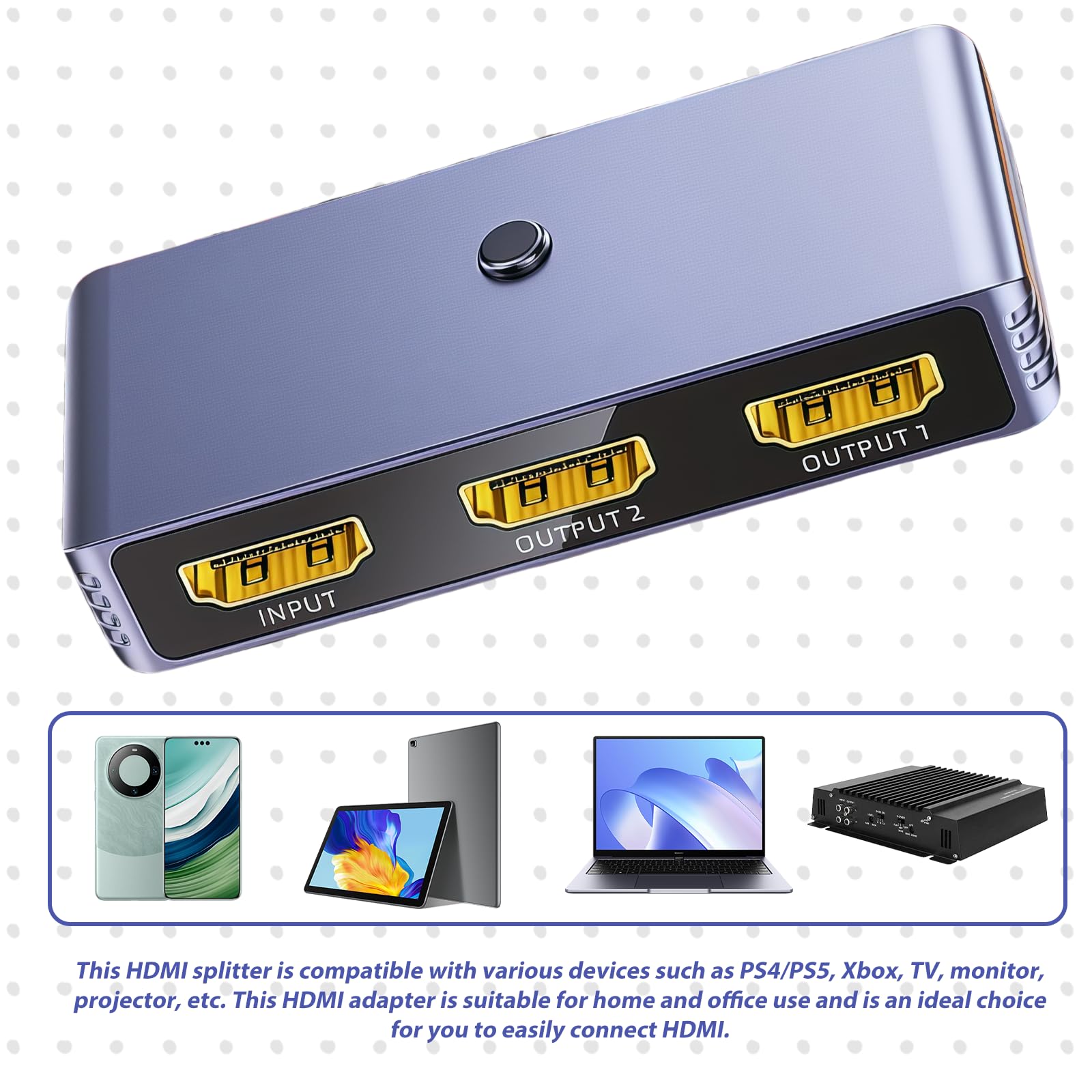 LEKEFETO HDMI Switch 8K 2.1 Umschalter 2 In 1 Out/1 In 2 Out HDMI Splitter Bi-Direktional Adapter für TV PS5 PC Beamer UHD 4K@60Hz Schwarz 3