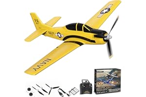 VOLANTEXRC RC Plane for Beginners, 4CH WWII RC Airplane T28 Trojan with Aileron, 2.4Ghz Remote Control Plane with Xpilot Self Righting&One Key Aerobatic for Adults (761-9 RTF Yellow)
