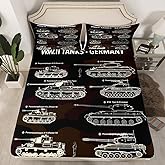 Erosebridal Tank Bed Cover War Theme Fitted Sheet Soldier Dirt Bike Camouflage Army Acting Bottom Sheet for Kid Boy Teen Men, Decorative 2 Pieces Bedding Set with 1 Pillow Sham, Twin Size