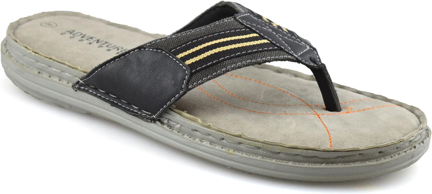 Adventure CountryMens Slip On Toe Post Sandals Summer Beach Walking Flip Flop Mules Shoes Size[UK 5,Black]