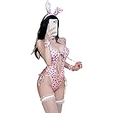SINROYEE Women's Sexy Bunny Girl Costume Playful Lingerie Cosplay Rabbit One Piece Bodysuit for Cosplay Party