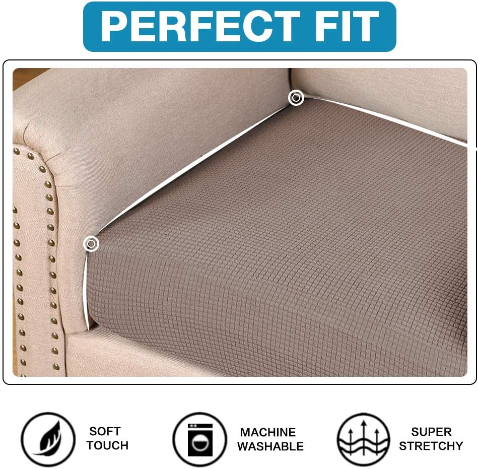 High Stretch Seat Cushion Cover Sofa Cushion Furniture Protector fot Sofa Seat Sofa Slipcover Sofa Cover Soft Flexibility with Elastic Bottom (3 Pieces Cushion Covers, Taupe): Furniture & Decor