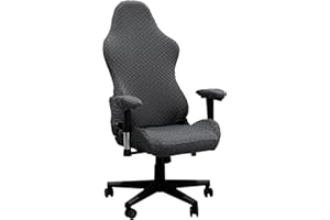 BIETYONE Gaming Chair Covers (No Chair) Office Computer Chair Slipcovers Small Squares Stretch Washable Slipcovers for Armchair Game Chair Computer Boss Chair,Dark Gray