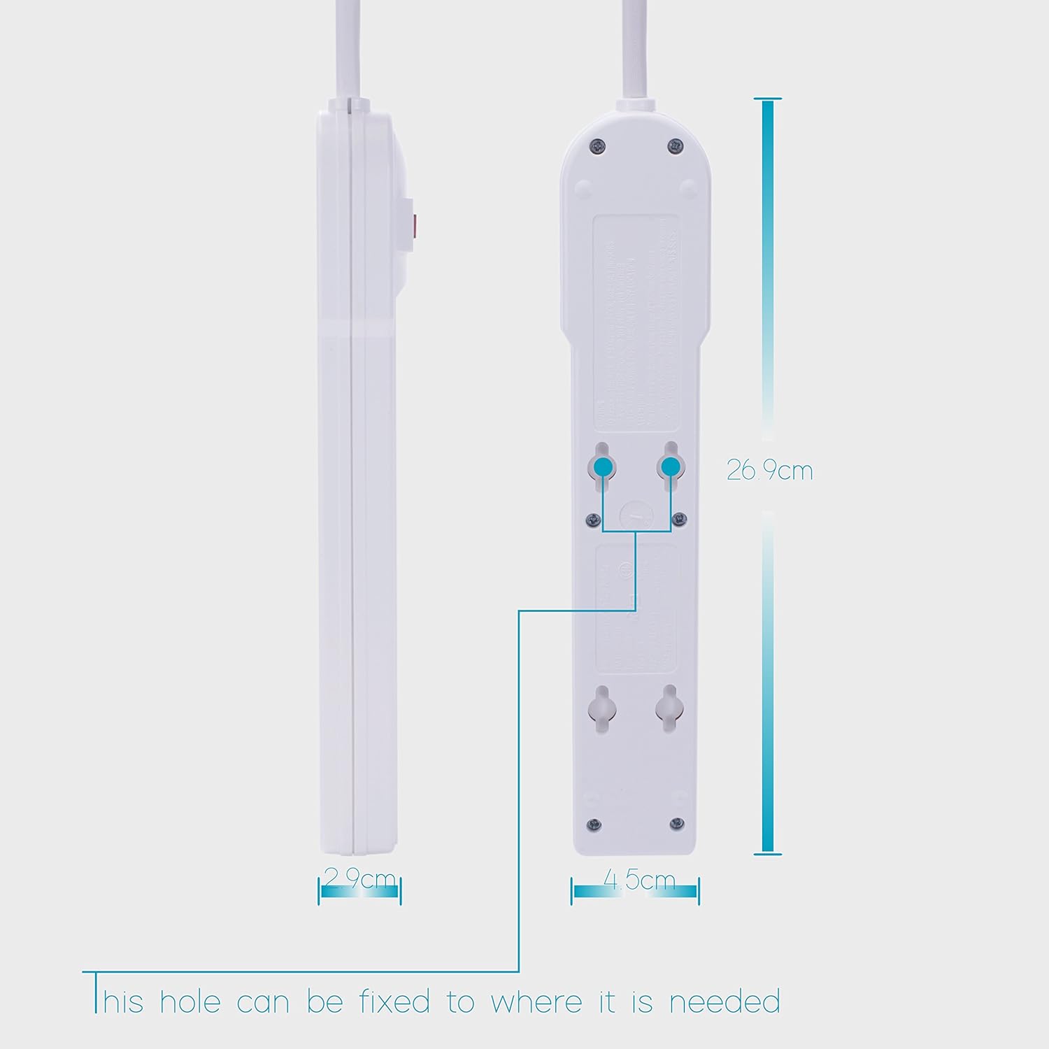 KMC 6-Outlet Surge Protector Power Strip 2-Pack, Overload Protection, 4-Foot Cord, 900 Joule - White: Electronics