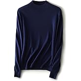 Ciovkis Women's Merino Wool Blend Sweater Fall Winter Mock Neck Long Sleeve First-Line Ready to Wear Seamless Knit Sweater