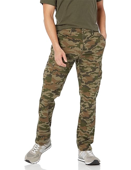 Amazon Essentials Men's Slim-Fit Stretch Cargo Pant (Available in Big & Tall), Green Camo, 32W x 34L