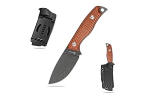 SDOKEDC Fixed Blade Tactical Knife DC53 Steel Micarta Handle Kydex Sheath for Camping Hunting EDC (Black+Brown)