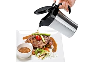 RAISLY Double Insulated Gravy Boat,25Oz Stainless Steel Gravy Sauce Jug with Hinged Lid, Ideal Gravy Warmer Pitcher for Family Dinner, Thanksgiving, Halloween, Christmas, Birthday Party 750ML