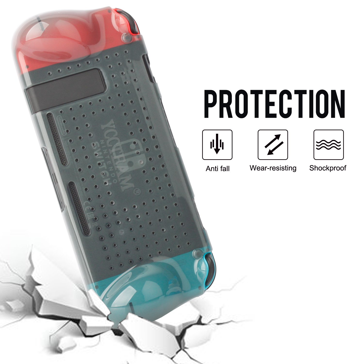 Protective Case for Nintendo Switch 2018，Grip Cover Case with Shock-Absorption and Anti-Scratch Design Soft & Comfortable TPU Case for Nintendo Switch Console (Grey)