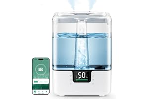 MERONTE Smart Humidifiers for Bedroom Home, 6L Cool Mist Top Fill Humidifier Large Room with Essential Oil Diffuser, Touch/AP
