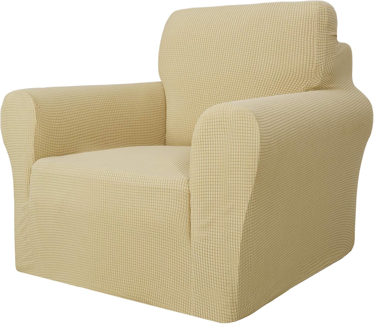 MAXIJIN Super Stretch Chair Covers for Living Room 1-Piece Universal Chair Slipcover with Arms Jacquard Spandex Chair Protector Dogs Pet Friendly Sofa Couch Armchair Cover (1 Seater