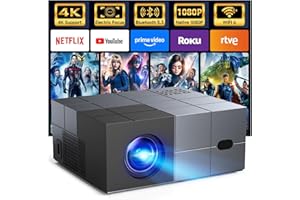 Projector with WiFi 6 and Bluetooth 5.3 - [High Brightness/Electric Focus]Outdoor Movie Projector ,YOWHICK Portable Smart Home Projector 1080P 4K Supported for Movie Night/Home Theater/Bedroom