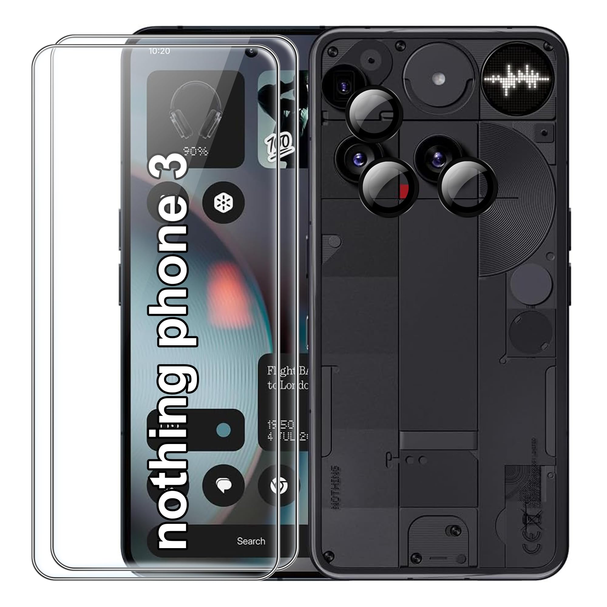 Photo 1 of Suttkue for Nothing Phone (3) Screen Protector with Camera Lens Protector,9H Hardness Anti-Scratch Tempered Glass Flim, Case Friendly, Anti-Fingerprint,Anti-Scratch (2+1 PACK)