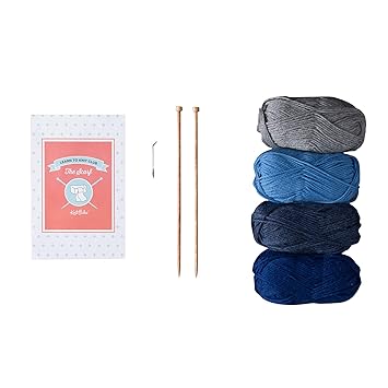 Knit Picks Learn To Knit Club The Scarf Beginner Knitting Kit Blue