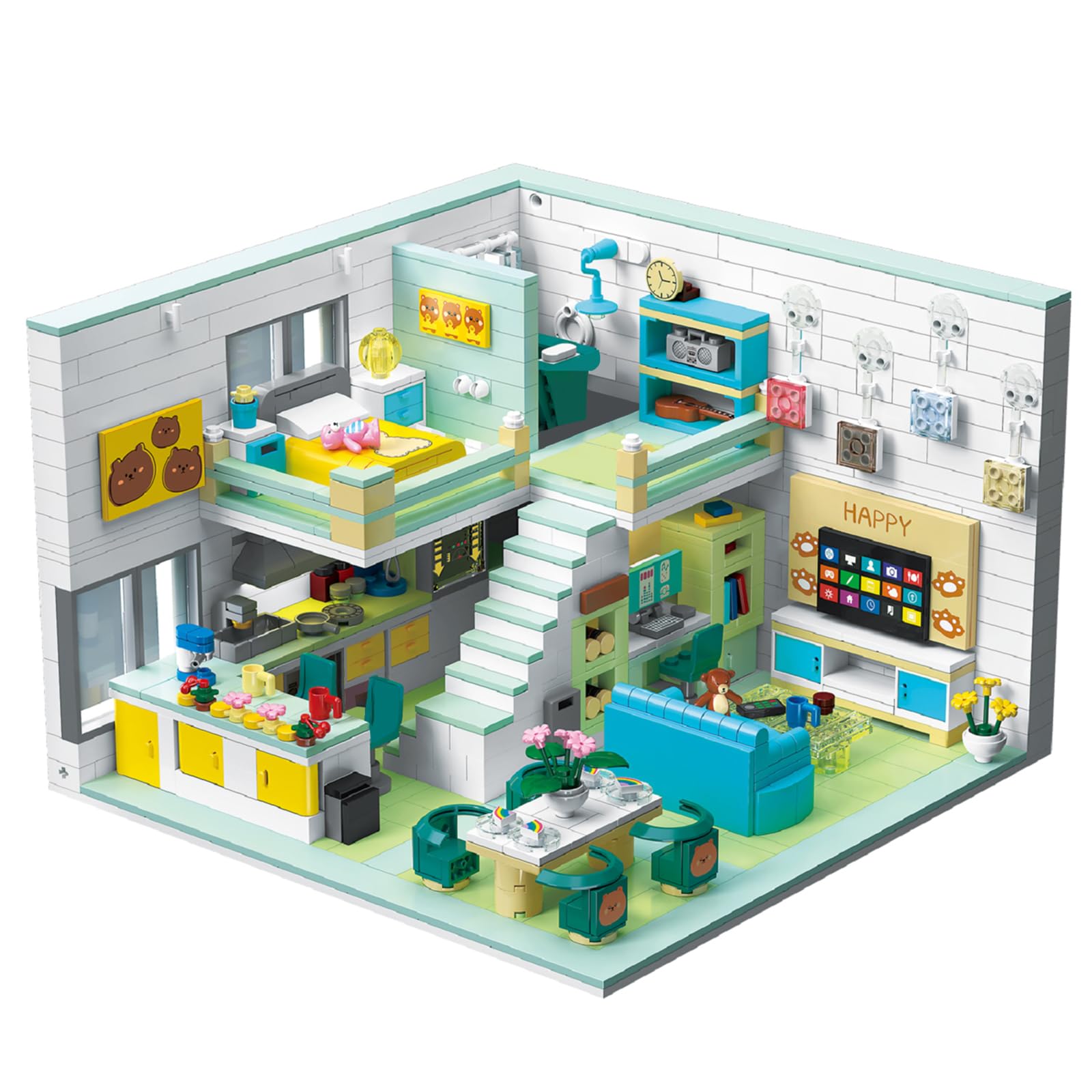 Hallisun Friends House Building Block Set, Friends Flat Mini Block Model Kit, DIY Cartoon Modular Modern House Construction Toy, Gift Idea for Boys and Girls from 8 Years, 1035 Pieces