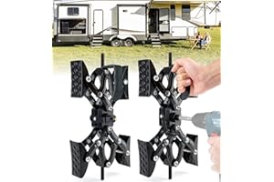 Altyostar Adjustable X-Shaped Wheel Stabilizer, Heavy Duty Camper X-Chock Wheel Stabilizer Allow Drill Adjust for Travel Trailers, RVs, Black - 2 Pack