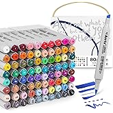 Arrtx Alcohol Markers OROS 80 Colors,Brush and Chisel Tip,Art Alcohol Markers Set for Artists Adult Coloring Sketch Illustration