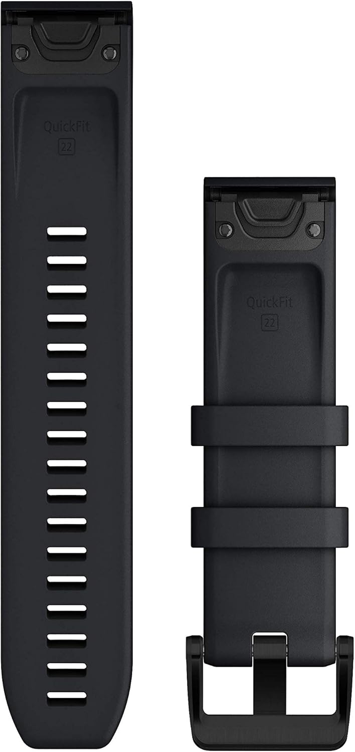 Garmin QuickFit 22 Watch Bands, Black with Black Stainless Steel Hardware
