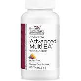 Bariatric Advantage Chewable Advanced Multi EA Without Iron, Fruit, 60 Ct | High Potency Daily Multivitamin Without Iron, for Bariatric Surgery Patients Including Gastric Bypass and Sleeve Gastrectomy