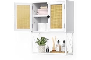 MONVANE Bathroom Cabinet Wall Mount - Bathroom Wall Cabinet with Doors and Shelves, Bathroom Medicine Cabinet for Kitchen, Bedroom and Living Room - White