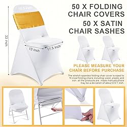 Lounsweer 100 Pcs Folding Chair Cover Set with 50