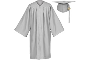 Erligo Unisex Matte Graduation Gown and Cap Set with Tassel for Middle High School Bachelor