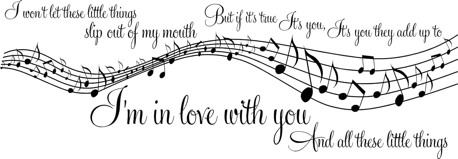 Lightningsigns 1d One Direction Little Things Music Song Lyrics Notes Sticker Wall Art Lswa5010 Small 22cm H X 58cm W Black