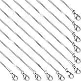 GTVOODX 12 Pcs Snake Chain Necklace 16 Inch Stainless Steel Bulk Permanent Jewelry Chains with Lobster Clasps for DIY Jewelry Making Supplies Accessories