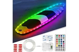 VIDLULTD Kayak Paddle Board Lights Kit, IP68 Waterproof Dream Color SUP Glow Lights with Remote, Battery Powered Boat Light for Night Kayaking SUP Canoes, Marine Pontoon Boat Light (24FT)