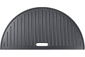 Hisencn 18" Half Moon Cast Iron Reversible Griddle for Kamado Joe KJ-23RHC Classic II, KJ23NRHCI Classic III, KJ23RH Classic 