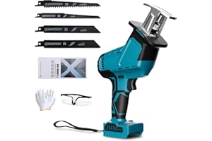 Cordless Reciprocating Saw Tool for Makita 18V Battery, ConBlom Brushless Power Recipro Saw 0-3500 RPM, 4 Saw Blades for Meta