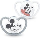 NUK Space Baby Dummy 6-18 Months Mickey Mouse 2 Count BPA-Free Silicone