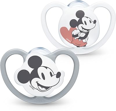 NUK Space Baby Dummy 6-18 Months Mickey Mouse 2 Count BPA-Free Silicone