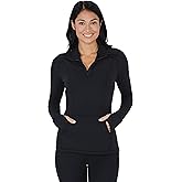 Yogalicious Half Zip Lightweight Workout Long Sleeve Athletic Jacket with Front Pockets and Thumbholes