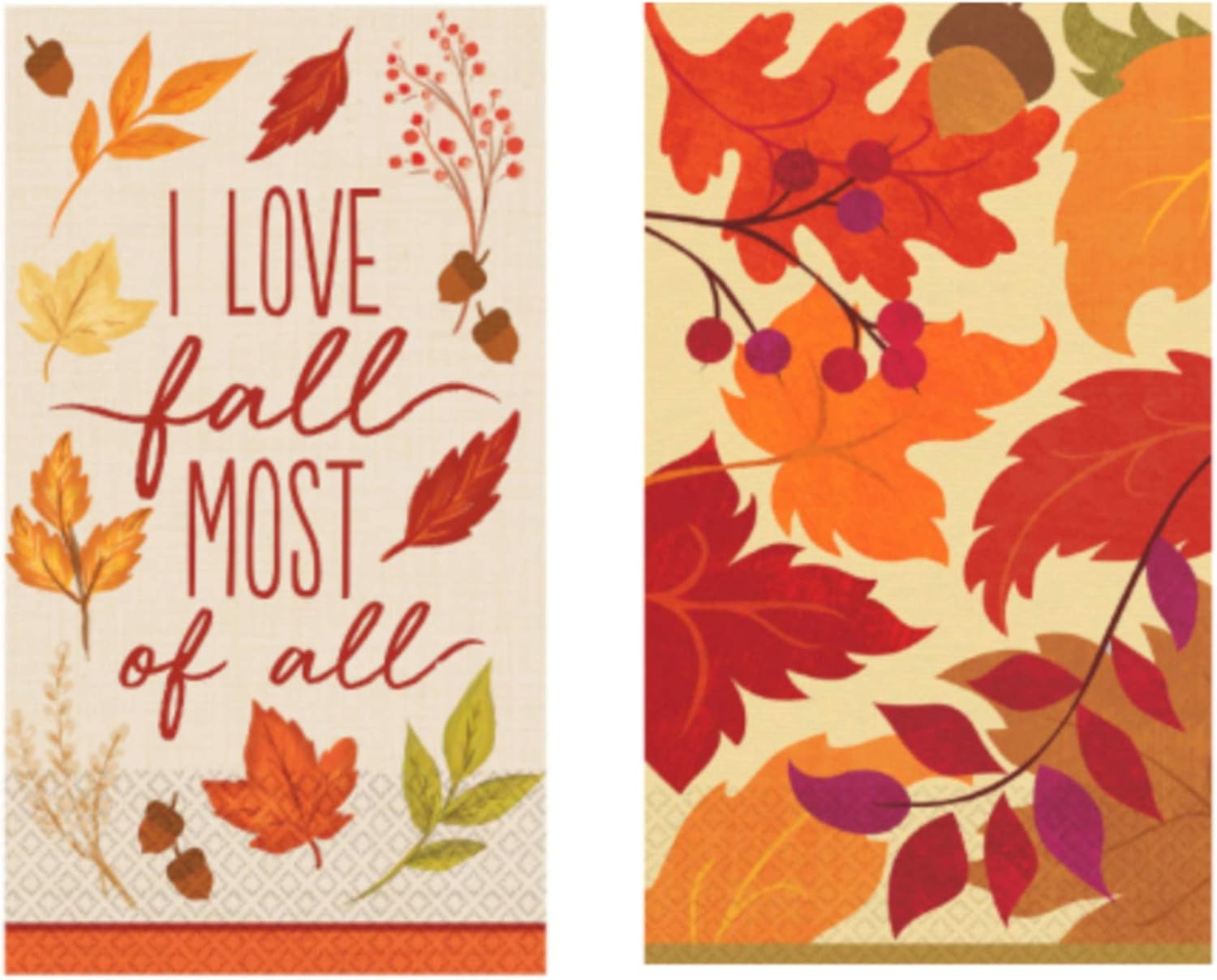 Disposable Fall Guest Towels Paper Napkins for Bathroom, Set of 2 Packages of 16