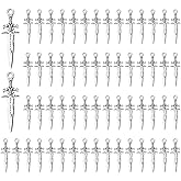 DICOSMETIC 120Pcs Alloy Sword Charms Pendants Metal Dagger Charms 29x9mm Small Long Sword Charm Antique Silver Tibetan Charm for Bracelet Necklace Earring Jewelry Making