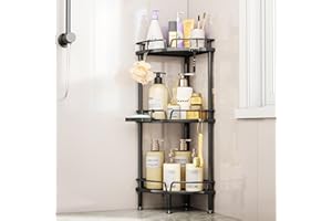 SWTYMIKI Shower Caddy Corner - 3 Tier Rustproof Bathroom Corner Shelf Standing Shower Organizer Rack Corner Shelf with Soap H