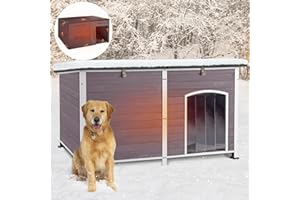MEDEHOO Outdoor Dog House 59.1" Extra Large 100% Insulated Dog Kennel with Liner Keep Warm in Winter,Metal Frame Dog Cage