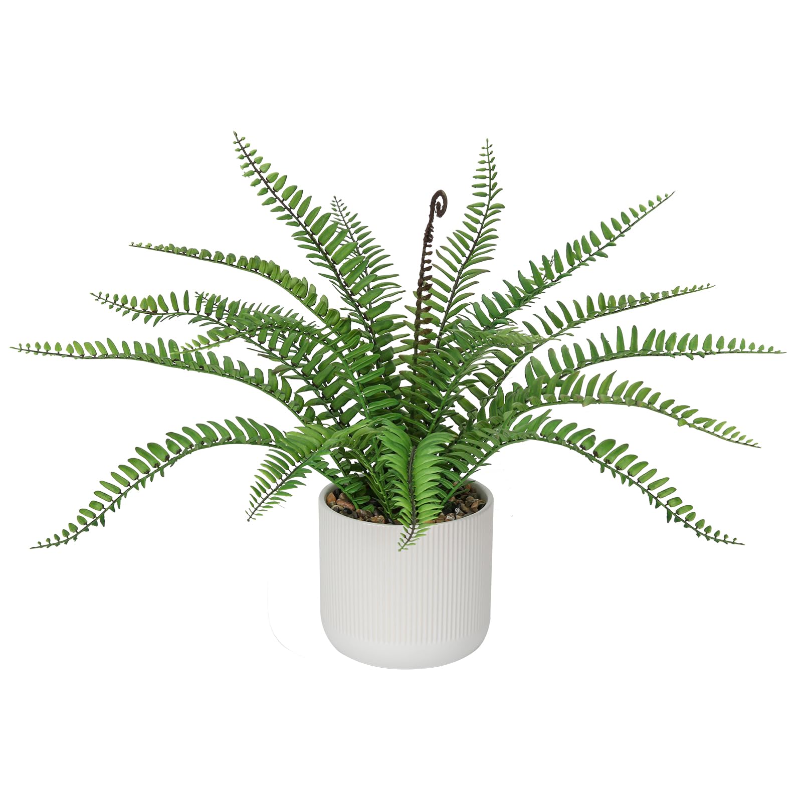 Oairse 40cm Fake Plants Indoor in Ceramic Pot Artificial Boston Fern Plant Potted Decorative Artificial Greenery House Plant Faux Fern Leaves for Home Office Bathroom Bedroom Desk Room Decoration