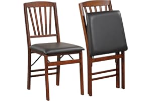 Giantex Folding Dining Chairs Set of 2, Foldable Wood Kitchen Chairs with Padded Seat, Solid Wood Frame, Max Load 400 Lbs, No Assembly Easy to Store Wooden Dining Chairs for Apartment, Small Space
