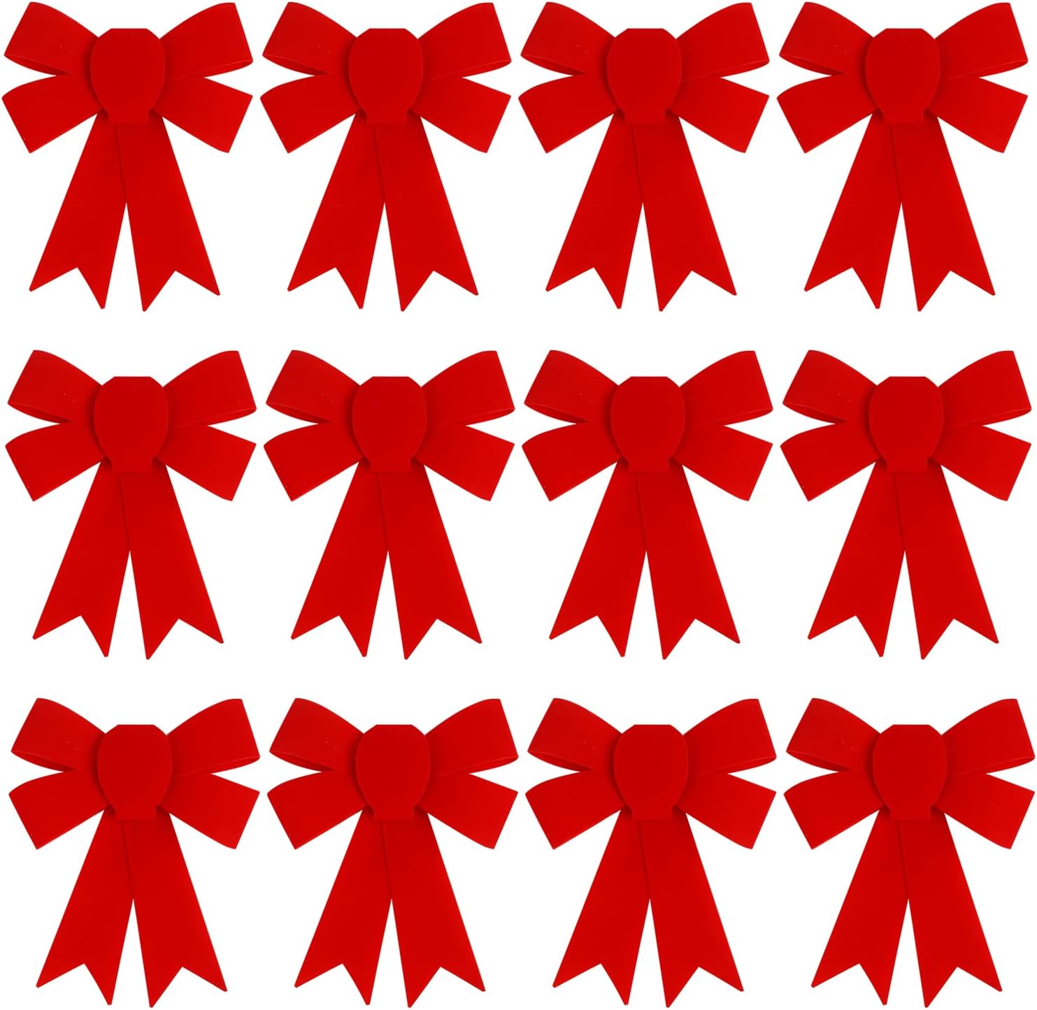 Bows & Ribbons - KIMOBER 12PCS Red Christmas Bows,Small PVC Velvet Christmas Wreath Bows for Xmas Tree Garland Party Decoration(6.3 x 5.5 Inches)