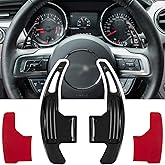 Steering Wheel Shift Paddle Extended Shifter Trim Cover for Ford Mustang 2015 2016 2017 2018 2019 2020 2021 2022 2023 Interior Decoration Accessories Aluminum Alloy (Black 2PCS)
