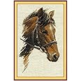 RIOLIS - Bulat 826, Counted Cross Stitch Kit 9,45" x15,75, Brown Horse Embroidery Kit, Cross Stitch Patterns for Adults with Horse, Cross Stitch Kits for Adults Advanced & Beginners