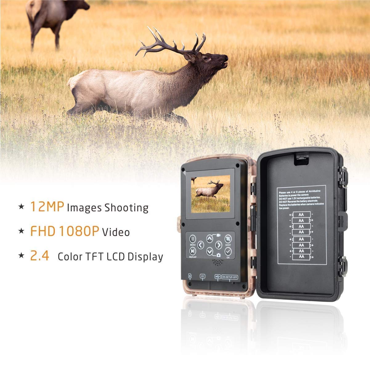 Campark Trail Camera 14MP 1080P 2.4" LCD Game Hunting Camera with 42pcs